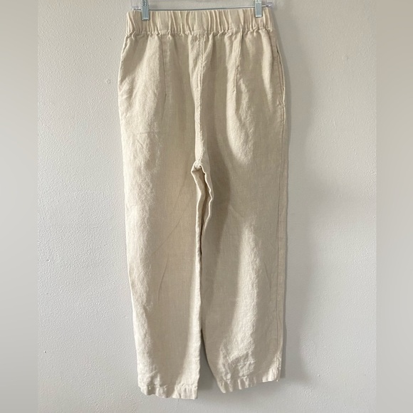 Elizabeth Suzann 100% Linen Wide Leg Cropped Pants Elastic Waist Women's Large - Picture 5 of 9